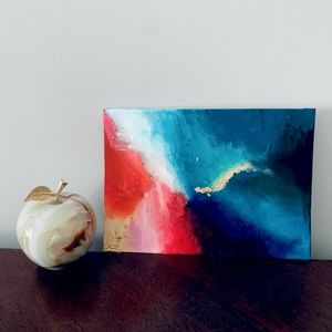 Original Art Gold Leaf Acrylic Painting Modern Abstract  Expressionism Color